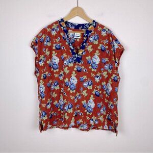 Toast Floral Linen Popover Top